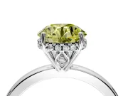 Solitaire Engagement Ring Setting for Fancy Yellow Round Cut Center with Fine Wire Band and Prong Head in Platinum