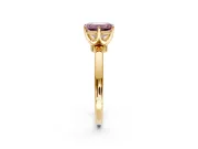 Solitaire Engagement Ring Setting for Fancy Pink Emerald Cut Center with Plain Band and Tulip Prong Head in Yellow Gold