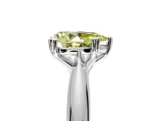 Solitaire Engagement Ring Setting for Fancy Yellow Pear-Shaped Center with Reverse Tapered Band and Prong Head in Platinum