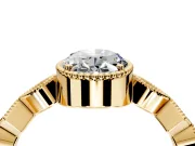 Milgrain Bezel Engagement Ring Setting for Oval Center with Marquise Stations and Bezel Head in Yellow Gold