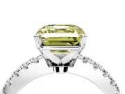 Solitaire Engagement Ring Setting for Fancy Yellow Asscher Cut Center with Single Row Accent Band and Prong Head in Platinum