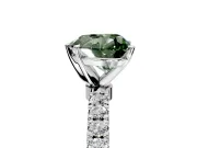 Open Basket Engagement Ring Setting for Fancy Green Heart-Shaped Center with Pave Band and Prong Head in Platinum