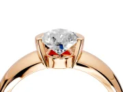 Tension Engagement Ring Setting for Pear-Shaped Center with Wide Flat Band and Tension Head in Rose Gold
