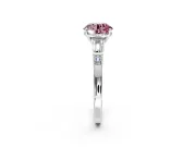 Bar-Set Engagement Ring Setting for Fancy Pink Round Cut Center with Tapered Baguette Accents and Prong Head in Platinum