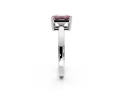Solitaire Engagement Ring Setting for Fancy Pink Emerald Cut Center with Plain Band and Flat Tab Prong Head in Sterling Silver