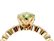 Solitaire Engagement Ring Setting for Fancy Yellow Pear-Shaped Center with Bezel-Dot Beaded Band and Prong Head in Yellow Gold