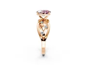Solitaire Engagement Ring Setting for Fancy Pink Oval Center with Criss-Cross Accent Band and Prong Head in Rose Gold