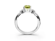 Solitaire Engagement Ring Setting for Fancy Yellow Emerald Cut Center with Grooved Bar Accent Band and Prong Head in Platinum
