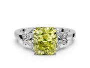 Solitaire Engagement Ring Setting for Fancy Yellow Radiant Cut Center with Marquise Flower Shoulders and Prong Head in Sterling Silver