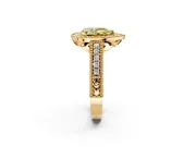 Milgrain Halo Engagement Ring Setting for Fancy Yellow Pear-Shaped Center with Pave Band and Prong Head in Yellow Gold