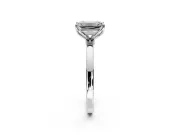 Solitaire Engagement Ring Setting for Emerald Cut Center with Thin Rounded Plain Band and Prong Head in Platinum