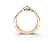 Solitaire Engagement Ring Setting for Pear-Shaped Center with Wide-Open Split Shank and Prong Head in Rose Gold
