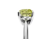 Solitaire Engagement Ring Setting for Fancy Yellow Cushion Cut Center with Knife Ridge Band and Claw Prong Head in White Gold
