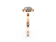 Halo Engagement Ring Setting for Round Cut Center with Thin Plain Band and Prong Head in Rose Gold