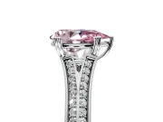 Solitaire Engagement Ring Setting for Fancy Pink Pear-Shaped Center with Pave Rail Split Shank and Prong Head in White Gold