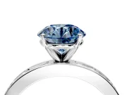 Solitaire Engagement Ring Setting for Fancy Blue Round Cut Center with Channel Baguette Band and Prong Head in Sterling Silver