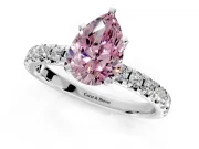 Solitaire Engagement Ring Setting for Fancy Pink Pear-Shaped Center with Large Accents and Prong Head in Platinum