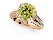 Solitaire Engagement Ring Setting for Fancy Yellow Round Cut Center with Accented Split Shank and Prong Head in Rose Gold