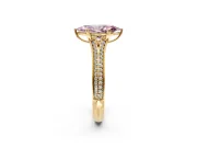 Solitaire Engagement Ring Setting for Fancy Pink Marquise Center with Pave Rail Split Shank and Prong Head in Yellow Gold