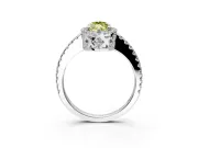 Accent Halo Engagement Ring Setting for Fancy Yellow Marquise Center with Full-Length Pave Band and Prong Head in Platinum