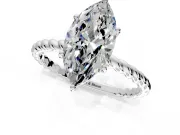 Solitaire Engagement Ring Setting for Marquise Center with Plain Twisted Rope Band and Prong Head in Platinum