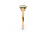 Solitaire Engagement Ring Setting for Fancy Green Princess Cut Center with Cathedral Band and Prong Head in Rose Gold