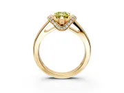 Solitaire Engagement Ring Setting for Fancy Yellow Emerald Cut Center with Wide Band, Pave Collar and Prong Head in Yellow Gold