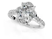 Floral Engagement Ring Setting for Radiant Cut Center with Pave Band and Floral Prong Head in Platinum
