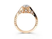 Cathedral Engagement Ring Setting for Oval Center with Antique-Style Pave Band and Prong Head in Rose Gold