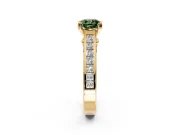 Solitaire Engagement Ring Setting for Fancy Green Cushion Cut Center with Channel Band and Double Claw Prong Head in Yellow Gold