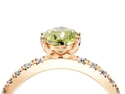Solitaire Engagement Ring Setting for Fancy Yellow Pear-Shaped Center with Fine Pave Band and Claw Prong Head in Rose Gold