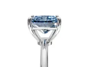 Minimalist Solitaire Engagement Ring Setting for Fancy Blue Radiant Cut Center with Thin Band and Prong Head in Sterling Silver