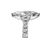 Solitaire Engagement Ring Setting for Marquise Center with Large Accent Band and Prong Head in Sterling Silver