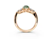 Cluster Engagement Ring Setting for Fancy Green Marquise Center with Round Cut Accent Frame and Prong Head in Rose Gold