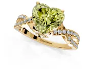 Solitaire Engagement Ring Setting for Fancy Yellow Heart-Shaped Center with Narrow Twist Pave Band and Prong Head in Yellow Gold
