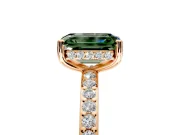 Solitaire Engagement Ring Setting for Fancy Green Emerald Cut Center with Fine Pave Band and Prong Head in Rose Gold