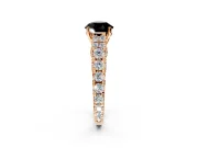 Solitaire Engagement Ring Setting for Fancy Black Round Cut Center with Pave Cathedral Shoulders and Prong Head in Rose Gold