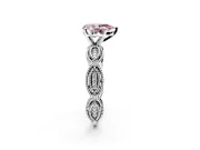 Solitaire Engagement Ring Setting for Fancy Pink Pear-Shaped Center with Marquise Panel Band and Prong Head in Sterling Silver