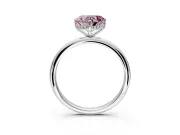 Hidden Halo Engagement Ring Setting for Fancy Pink Heart-Shaped Center with Thin Round-Wire Band and Prong Head in Platinum