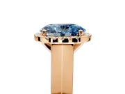 Halo Engagement Ring Setting for Fancy Blue Oval Center with Knife Ridge Cathedral Band and Prong Head in Rose Gold