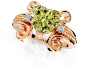 Solitaire Engagement Ring Setting for Fancy Yellow Heart-Shaped Center with Twisted Band and Scroll Prong Head in Rose Gold