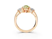 3 Stone Engagement Ring Setting for Fancy Yellow Marquise Center with Matching Side Accents and Prong Head in Rose Gold