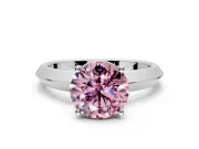 Solitaire Engagement Ring Setting for Fancy Pink Round Cut Center with Wide Knife Ridge Band and Prong Head in Platinum