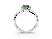 Tension Engagement Ring Setting for Fancy Green Cushion Cut Center with Wide Flat Band and Tension Head in White Gold