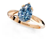 Solitaire Engagement Ring Setting for Fancy Blue Pear-Shaped Center with Reverse Tapered Band and Prong Head in Rose Gold