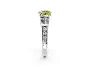 Channel-Set Engagement Ring Setting for Fancy Yellow Round Cut Center with Baguette Band and Prong Head in Sterling Silver