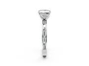 Solitaire Engagement Ring Setting for Princess Cut Center with Channel Baguette Band and Prong Head in Platinum