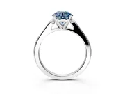 Solitaire Engagement Ring Setting for Fancy Blue Round Cut Center with Channel Accents and Prong Head in Sterling Silver