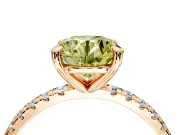 Solitaire Engagement Ring Setting for Fancy Yellow Round Cut Center with Fine Pave Narrow Band and Prong Head in Rose Gold