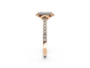 Floral Engagement Ring Setting for Emerald Cut Center with Pave Band and Floral Prong Head in Rose Gold